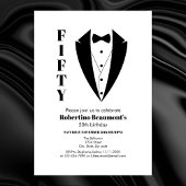 Invitation Moderne Simple Noir Blanc Tuxedo 50e anniversaire