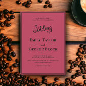 Invitation Moderne Simple Noir Script Magenta Elégant Mariage