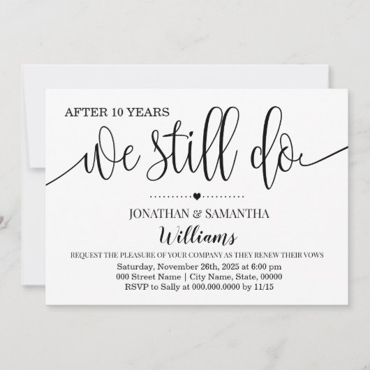 Invitation Moderne simple Nous faisons toujours Mariage Anniv (Devant)