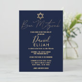 Invitation Moderne Simple Or Bourgogne Rouge Barre Mitzvah (Debout devant)