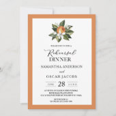 Invitation Moderne simple orange et feuille verte (Devant)