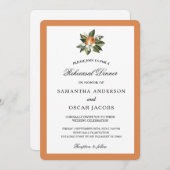 Invitation Moderne simple orange et feuille verte (Devant / Derrière)