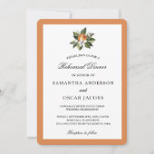 Invitation Moderne simple orange et feuille verte (Devant)