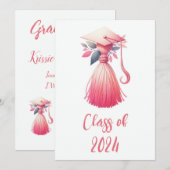 Invitation Moderne Simple Pastel Graduation (Devant / Derrière)