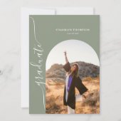 Invitation Moderne Simple Photo Sage Green Graduation (Devant)