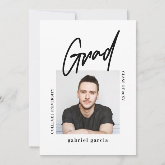Invitation Moderne Simple Photo Script Graduation Party (Devant)