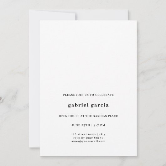 Invitation Moderne Simple Photo Script Graduation Party (Dos)