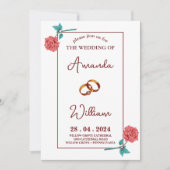 Invitation moderne simple romantique Elegant anneaux Mariage (Devant)