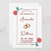 Invitation moderne simple romantique Elegant anneaux Mariage (Devant / Derrière)