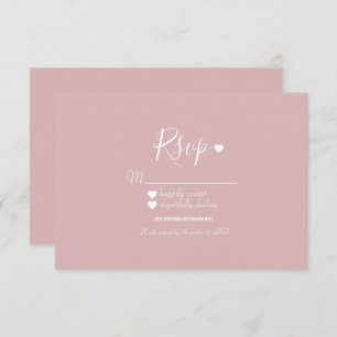 Invitation Moderne simple rose et coeur RSVP