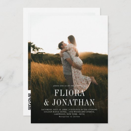 Invitation Moderne Simple Rustique Pays Chic Mariage Photo (Devant / Derrière)