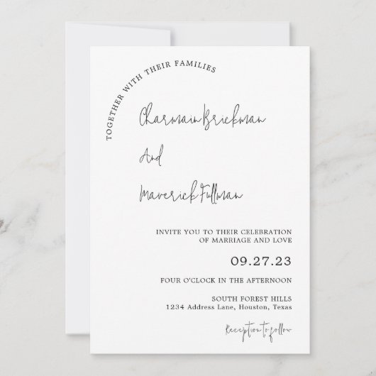 Invitation Moderne Simple Script Budget RSVP QR Code Mariage (Devant)