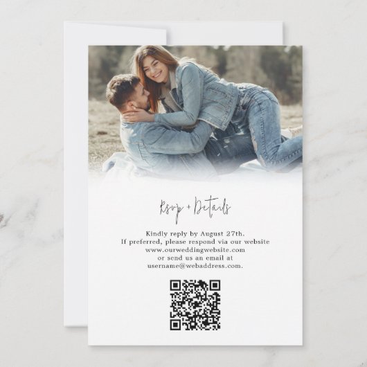 Invitation Moderne Simple Script Budget RSVP QR Code Mariage (Dos)