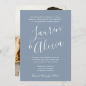 Invitation Moderne Simple Script Calligraphie Photo Mariage I (Devant / Derrière)