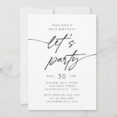 Invitation Moderne Simple Script de fête d'anniversaire (Devant)