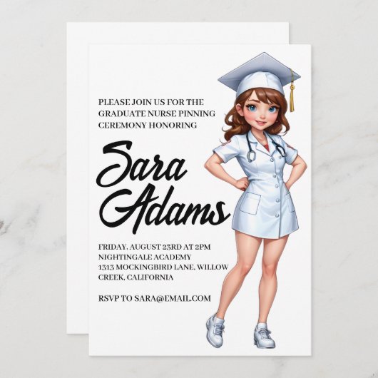 Invitation moderne simple soins infirmiers (Devant / Derrière)