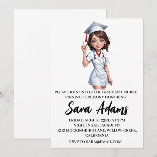 Invitation moderne simple soins infirmiers (Devant / Derrière)