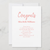 Invitation Moderne simple tendance Graduation rose photo (Dos)