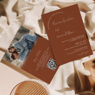 Invitation Moderne Simple Terracotta RSVP Code QR Mariage