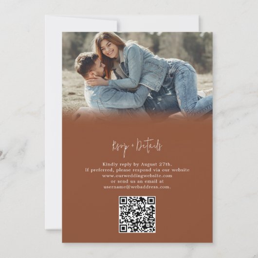 Invitation Moderne Simple Terracotta RSVP Code QR Mariage (Dos)