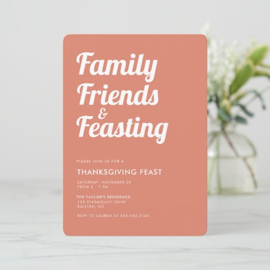 Invitation Moderne Simple Thanksgiving Feast Dinner Invitatio (Debout devant)