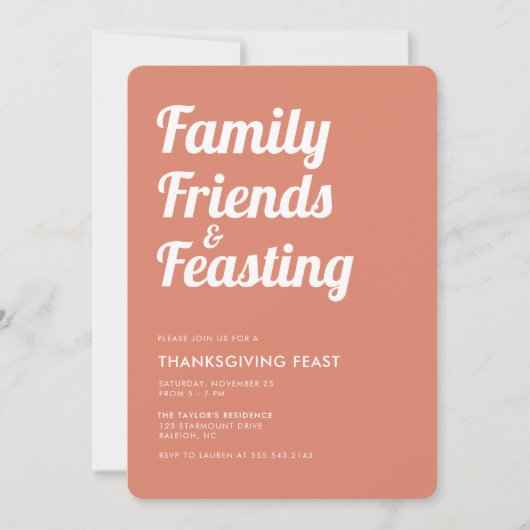 Invitation Moderne Simple Thanksgiving Feast Dinner Invitatio (Devant)