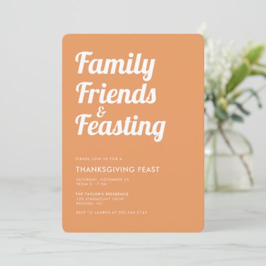 Invitation Moderne Simple Thanksgiving Feast Dinner Invitatio (Debout devant)