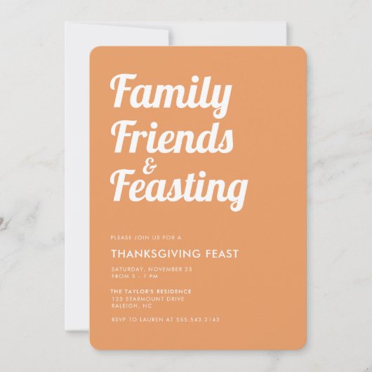Invitation Moderne Simple Thanksgiving Feast Dinner Invitatio (Devant)