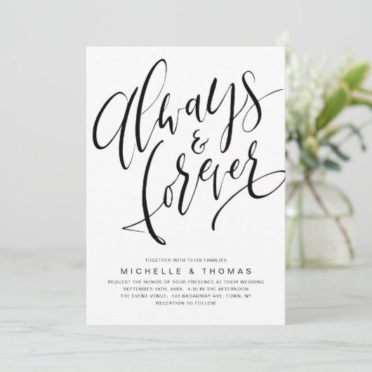 Invitation Moderne Simple Toujours Et Toujours Mariage Script (Debout devant)