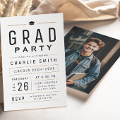 Invitation Moderne Simple Typographie Partie de graduation