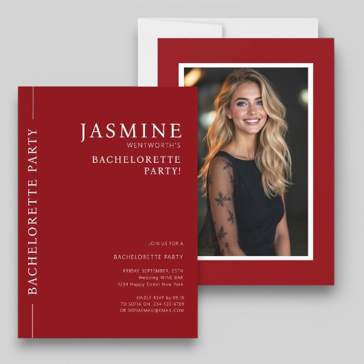 Invitation Moderne simple typographie photo bachelorette