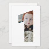 Invitation Moderne simple une photo 1ère couleur d'anniversai (Devant / Derrière)