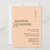 Invitation Moderne Simple Vanilla Peach Monogramme Mariage ph (Devant)