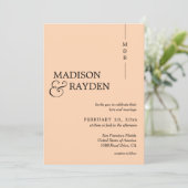Invitation Moderne Simple Vanilla Peach Monogramme Mariage ph (Debout devant)