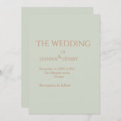 invitation moderne simple vert sauge rose gold (Devant / Derrière)