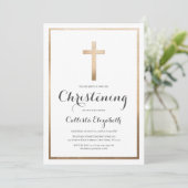 Invitation Moderne Simple White Gold Cross Border Christing (Debout devant)