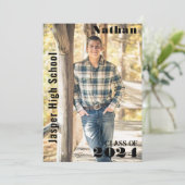 Invitation Moderne Sleek Black Gold Graduation Nom photo (Debout devant)