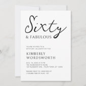 Invitation Moderne Soixante et Incroyable Script 60e Annivers (Devant)