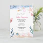 Invitation Moderne sous la cigogne rose (Debout devant)