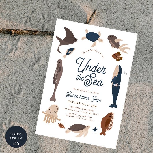 Invitation Moderne sous la mer 5e anniversaire