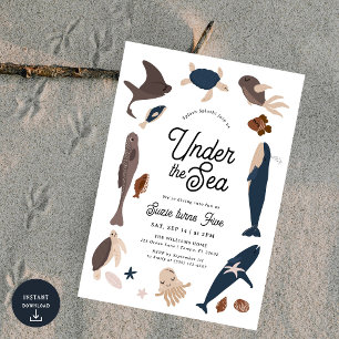 Invitation Moderne sous la mer 5e anniversaire