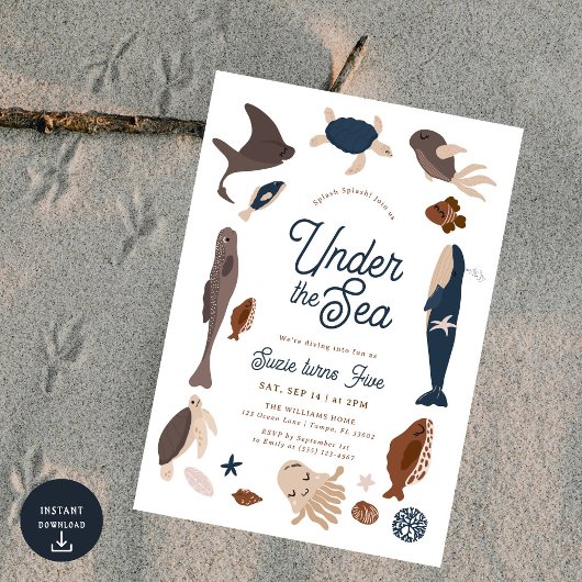 Invitation Moderne sous la mer 5e anniversaire