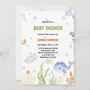 Invitation Moderne sous la mer baby shower neutre de genre