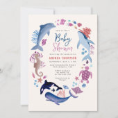 Invitation Moderne sous la mer baby shower neutre de genre (Devant)