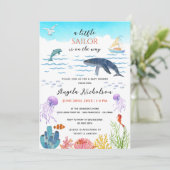 Invitation Moderne sous la mer Petit Baby shower marin (Debout devant)
