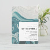 Invitation Moderne Sous Le Thème De La Mer Quinceañera (Debout devant)