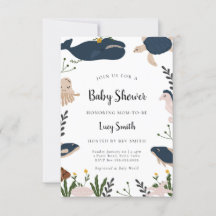 Moderne Sous L'Invitation Du Baby shower De Mer
