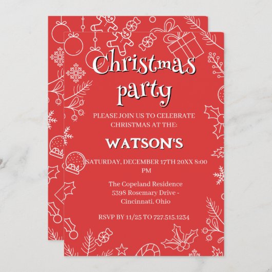 Invitation moderne Sparkle and Cheval : fête de Noël (Devant / Derrière)