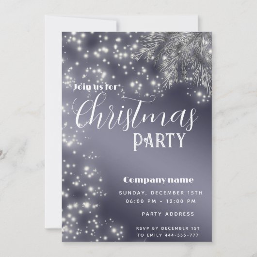 Invitation Moderne Sparkle pin branche entreprise Noël (Devant)