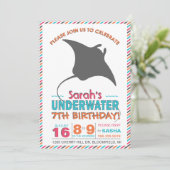 Invitation moderne Sting Ray rose et orange (Debout devant)